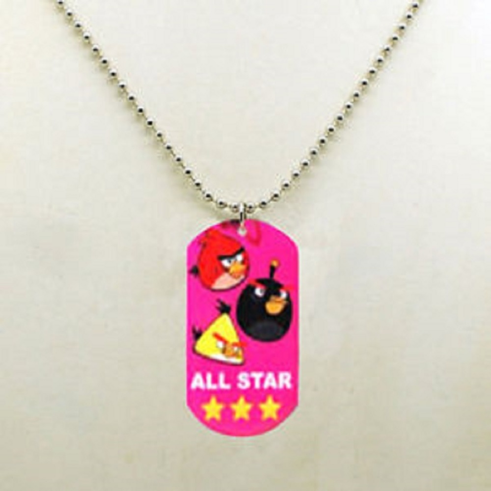 Angry Birds "All Star" Pink Dog Tag Necklace
